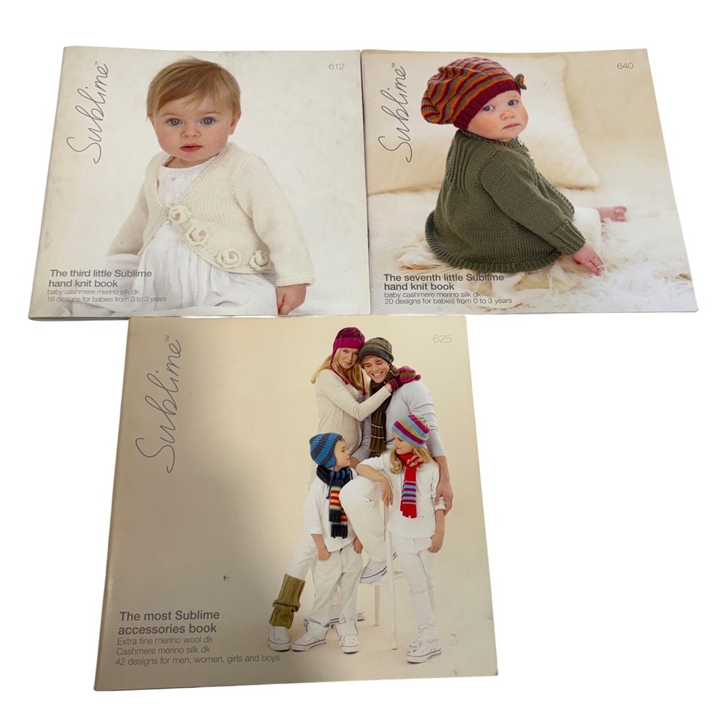 Sublime Hand Knit Pattern Book Lot 612 640 625‎ Baby Accessories Cashmere Merino